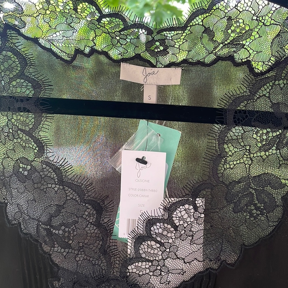 Joie brand sheer black with lace detail shirt